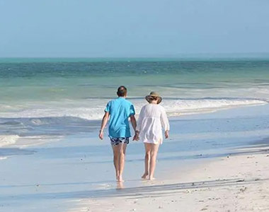 Strolling along shore